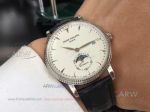 Perfect Replica Patek Philippe Calatrava White Moon-Phase Dial Black Leather Strap 40mm Watch 